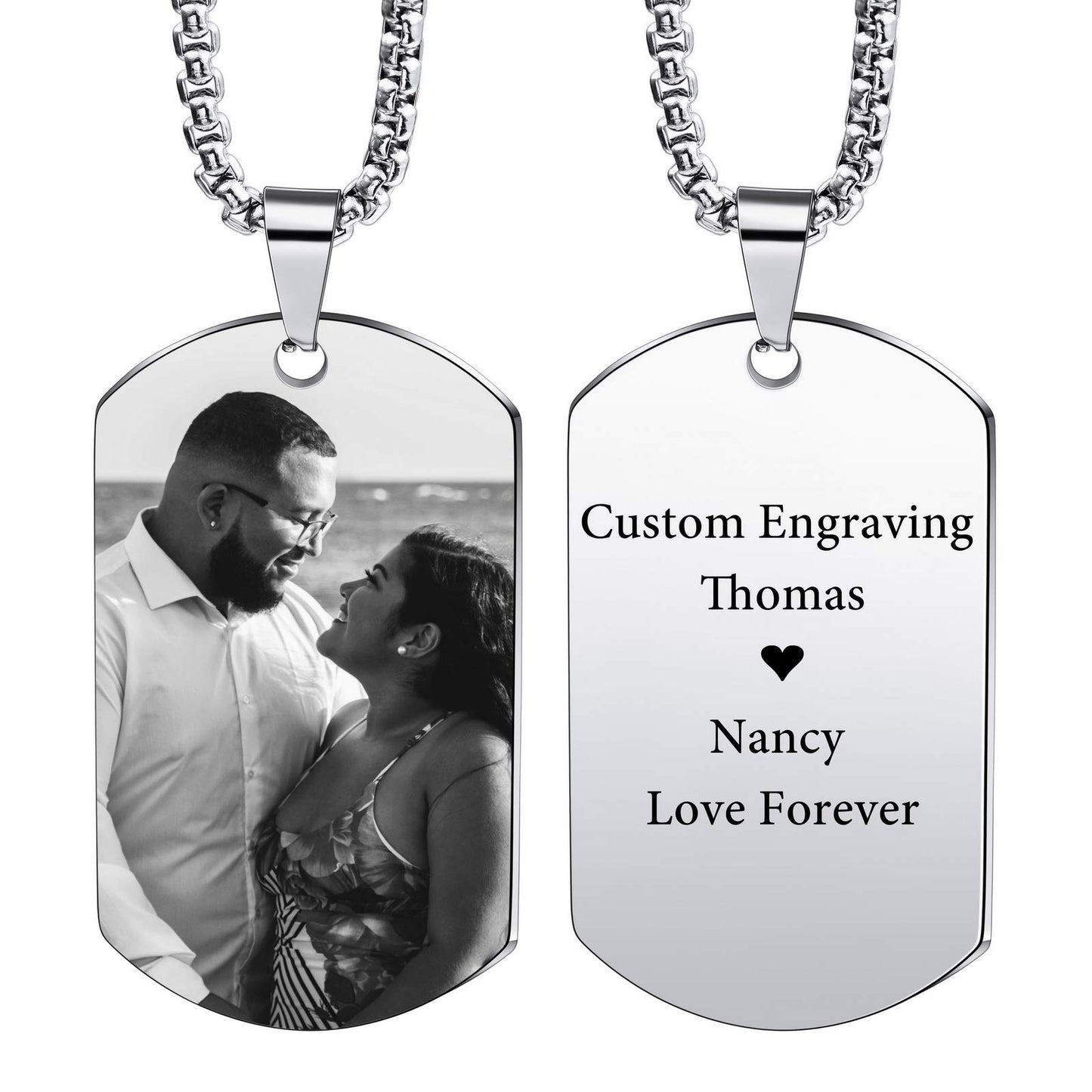 FLASH SALE Engraving Date/Text/Pictures Stainless Steel Personalized Necklace-JWN30