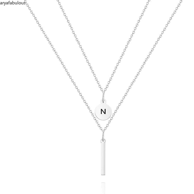 Multi Layer Necklace Custom 925 Silver letter Necklace-JWN22