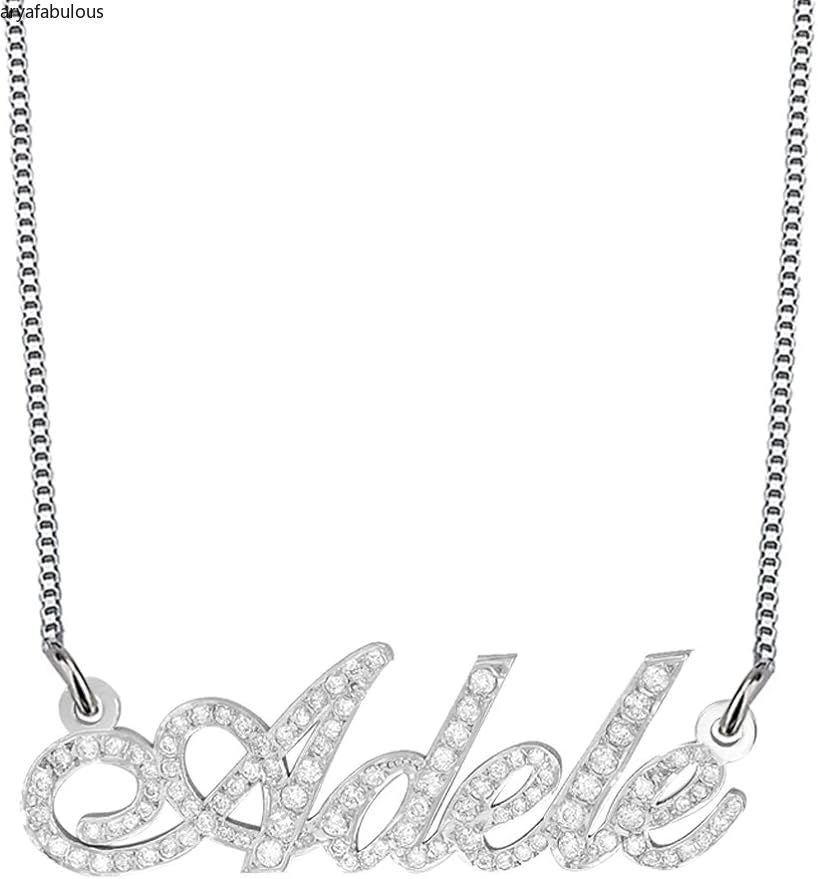Luxe Aryafabulous Zirconia Costom ネームネックレス - 925 シルバー グラマー ラグゼ ジルコニア カスタムネームネックレス - 925 シルバー グラマー ペンダント