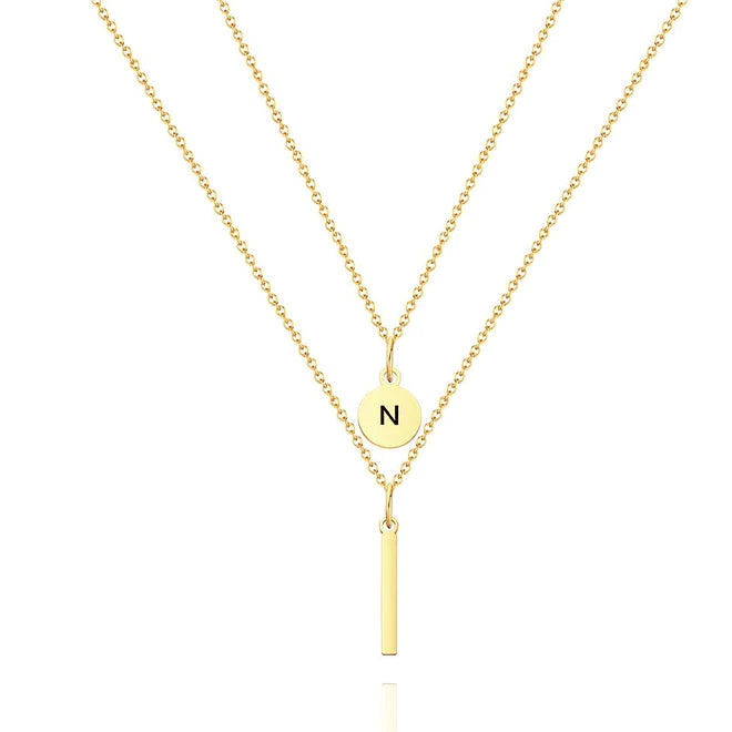 Multi Layer Necklace Custom 925 Silver letter Necklace-JWN22