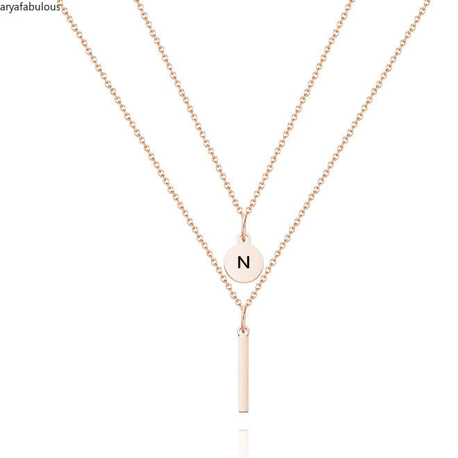 Multi Layer Necklace Custom 925 Silver letter Necklace-JWN22
