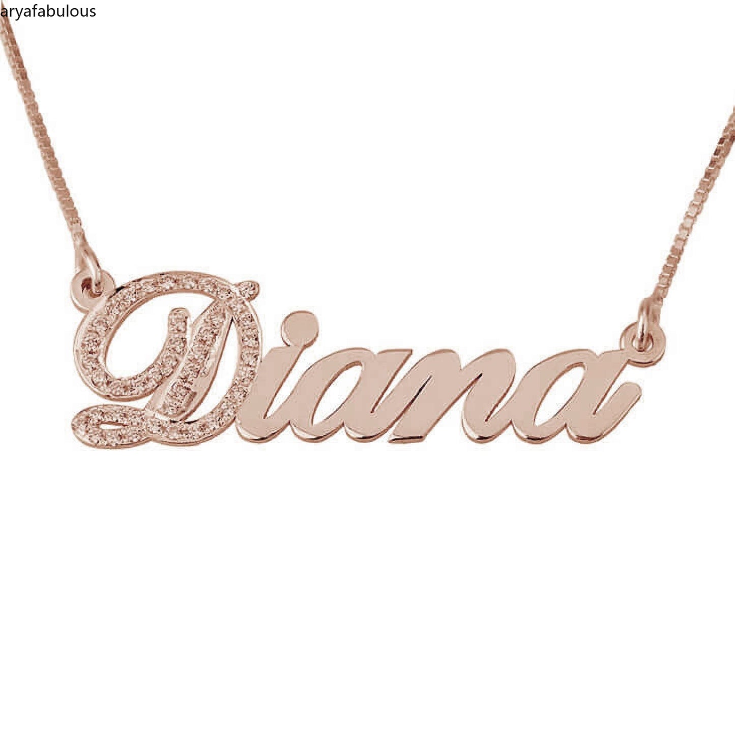 925 Sterling Silver Name Pendant with Cubic Zirconia Personalized Necklace-JWN24