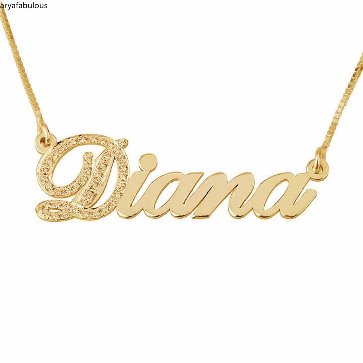 925 Sterling Silver Name Pendant with Cubic Zirconia Personalized Necklace-JWN24