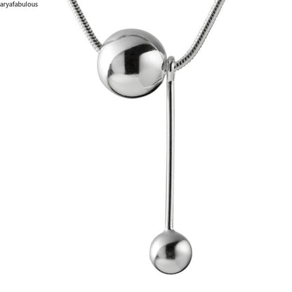 Sleek Adjustable Sphere Pendant Necklace in Sterling Silver-JWN42