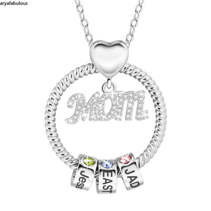 Personalized birthstone Mom Necklace with 1-6 Names for Mom-JWN15