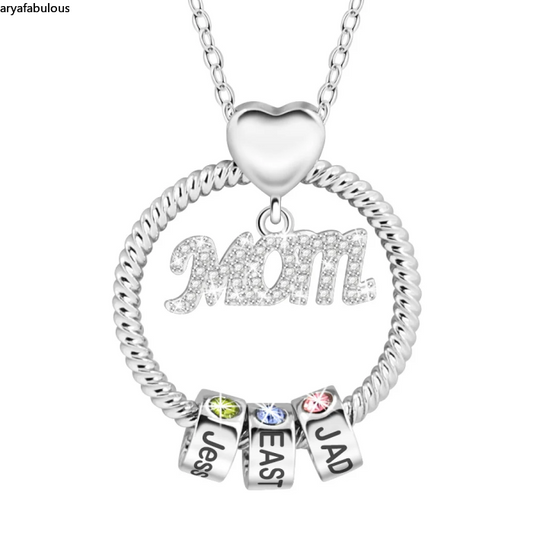 Personalized birthstone Mom Necklace with 1-6 Names for Mom-JWN15