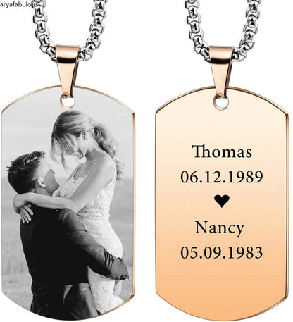 FLASH SALE  Engraving Date/Text/Pictures Stainless Steel Personalized Necklace-JWN30