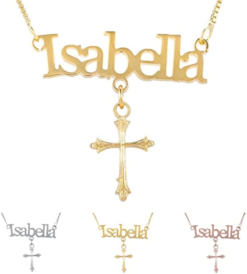 Engraved Silver Cross Necklace - Custom Name Pendant for Spiritual Style-JWN3