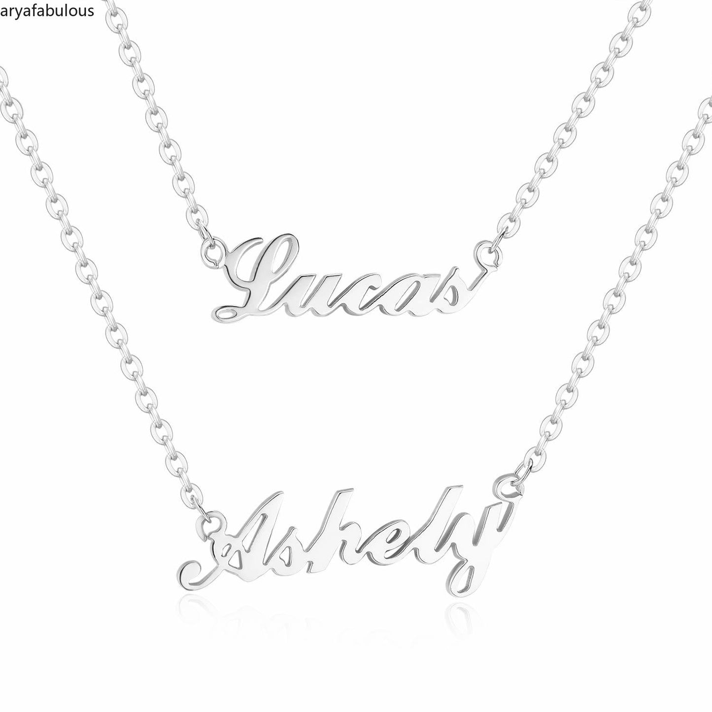 Chic Dual-Layered Necklace - Personalized 925 Silver Double Name Pendant-JWN2