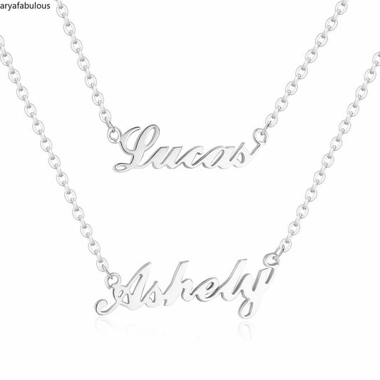 Chic Dual-Layered Necklace - Personalized 925 Silver Double Name Pendant-JWN2