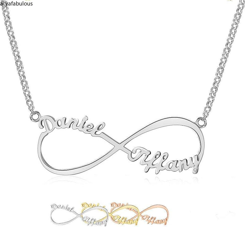 Couples' Custom Infinity Necklace with Birthstones - Dual Name Pendant-JWN16