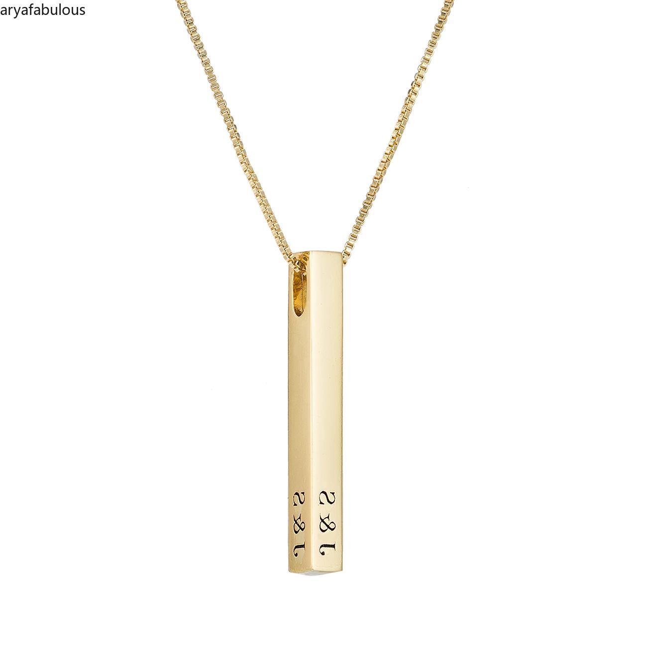 3D Engraved bar Necklace-JWN27