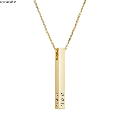 3D Engraved bar Necklace-JWN27