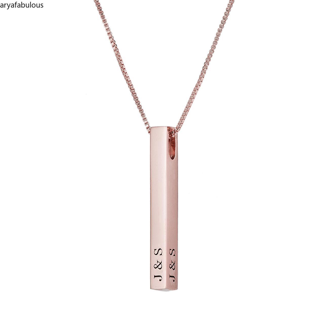 3D Engraved bar Necklace-JWN27