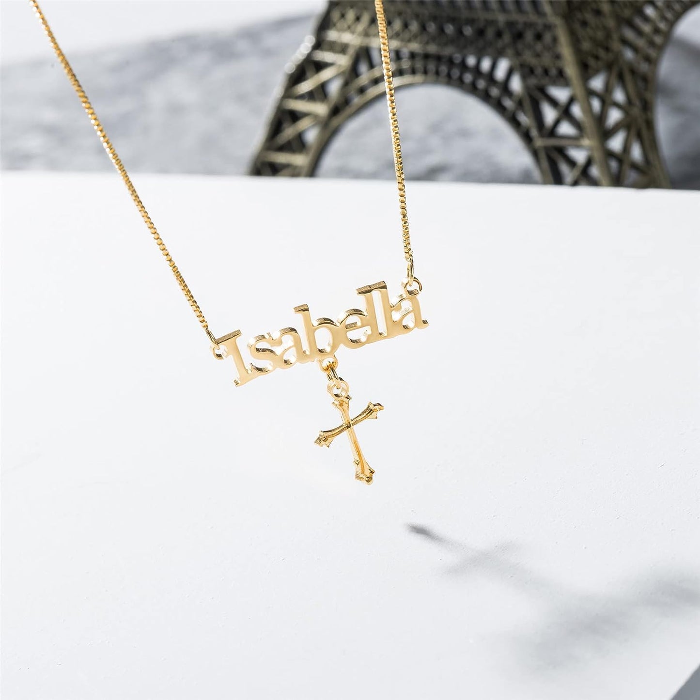 Engraved Silver Cross Necklace - Custom Name Pendant for Spiritual Style-JWN3