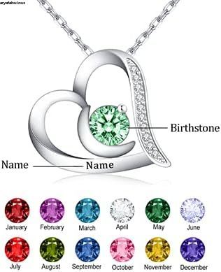 Personalized Heart Necklace with Birthstone - Single Name Pendant-JWN18