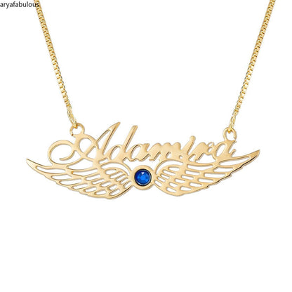 Angel Wing Birthstone Necklace-JWN7