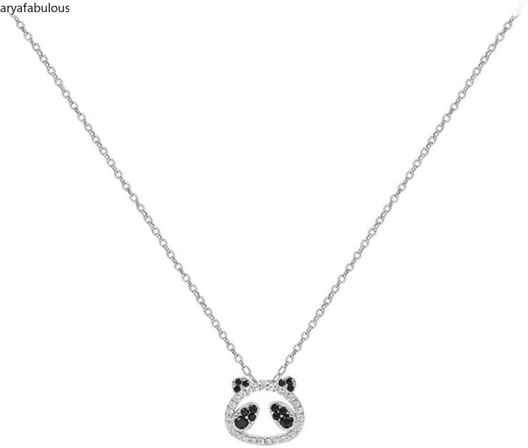 Adorable Sterling Silver Panda Pendant Necklace-JWN39