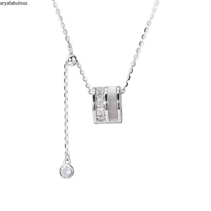 Modern Sliding Pendant Necklace with Cubic Zirconia in Sterling Silver-JWN41