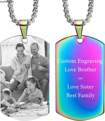 FLASH SALE  Engraving Date/Text/Pictures Stainless Steel Personalized Necklace-JWN30