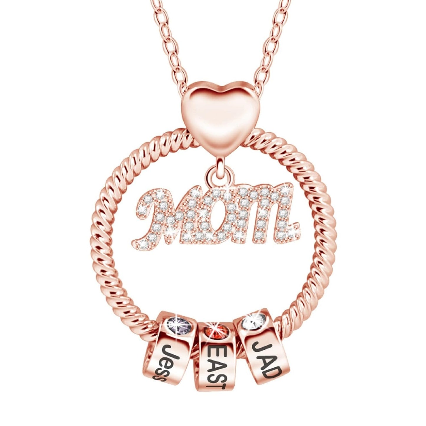 Personalized birthstone Mom Necklace with 1-6 Names for Mom-JWN15