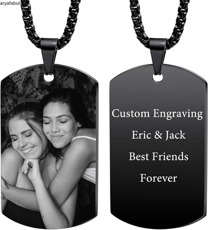 FLASH SALE  Engraving Date/Text/Pictures Stainless Steel Personalized Necklace-JWN30