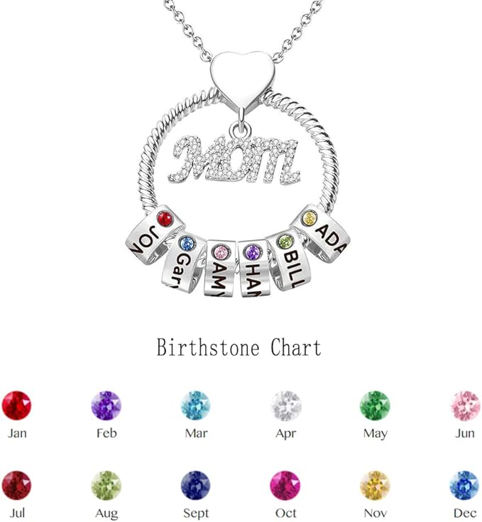 Personalized birthstone Mom Necklace with 1-6 Names for Mom-JWN15