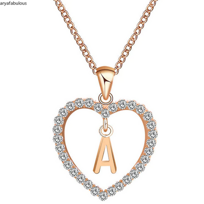 Personalized Initial Necklace with CZ Heart Charm - Elegant Silver-JWN9