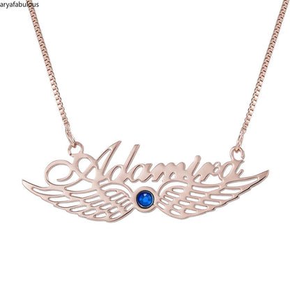 Angel Wing Birthstone Necklace-JWN7