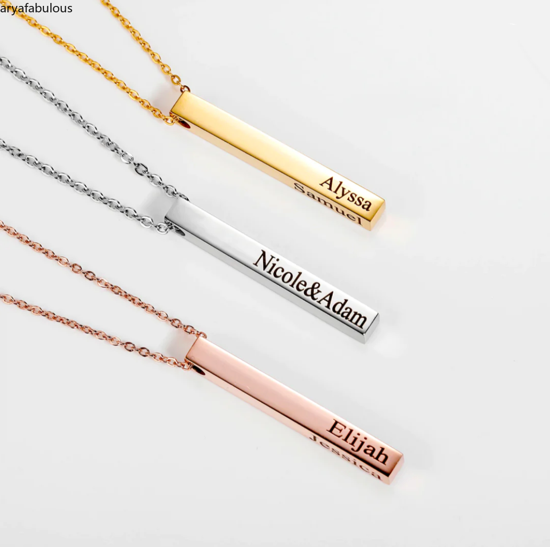 3D Engraved bar Necklace-JWN27