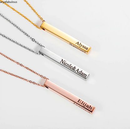 3D Engraved bar Necklace-JWN27