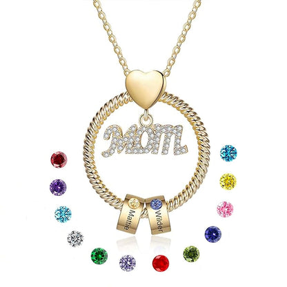 Personalized birthstone Mom Necklace with 1-6 Names for Mom-JWN15