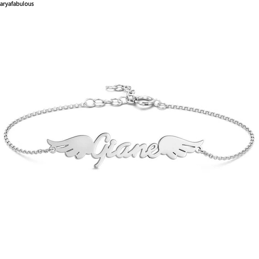 Personalized Angel Wing Name Bracelet-JWB3